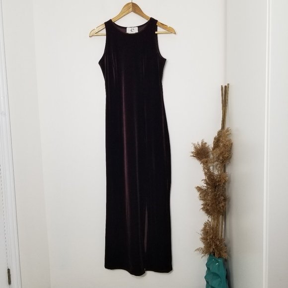 Eaton | Vintage Long Velvet Dress Dark Brown 8